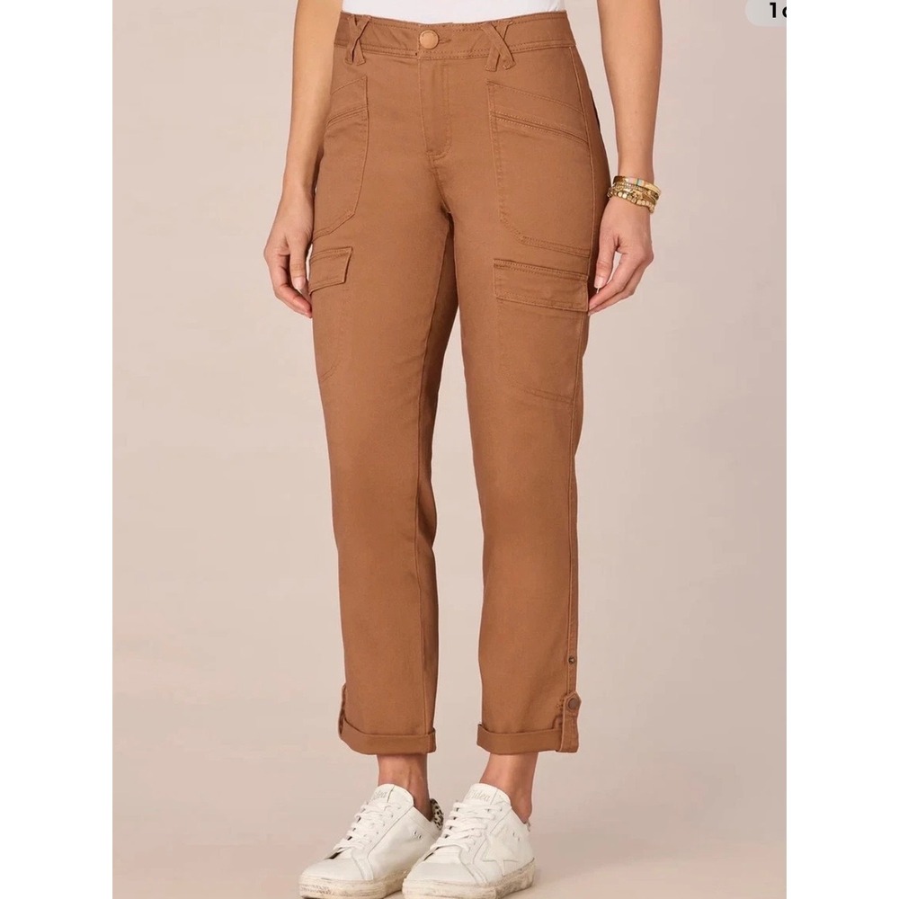 Democracy Ab Solution Cargo Pants Brown Sz 6 (28x28) Stretch Utility Slimming